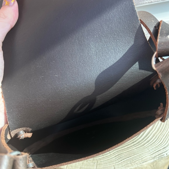 ꧁ Vintage Brown Harley Davidson Handstitched Leather Crossbody Bag ꧂ - Picture 6 of 7